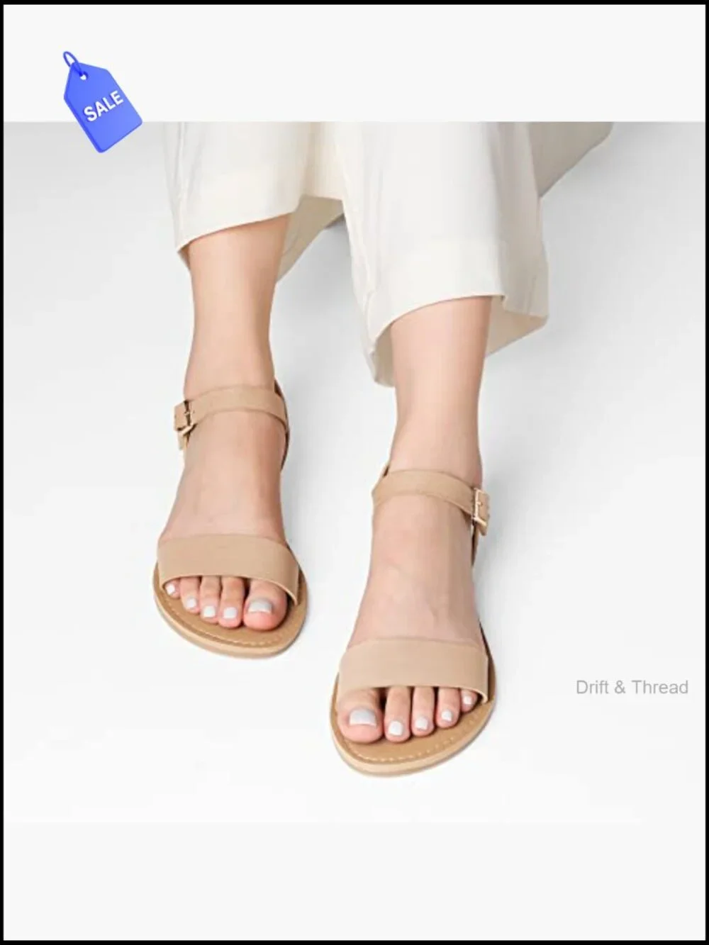 Womens Ankle Strap Flat Sandals Open Toe Buckle Summer Dressy Sandals